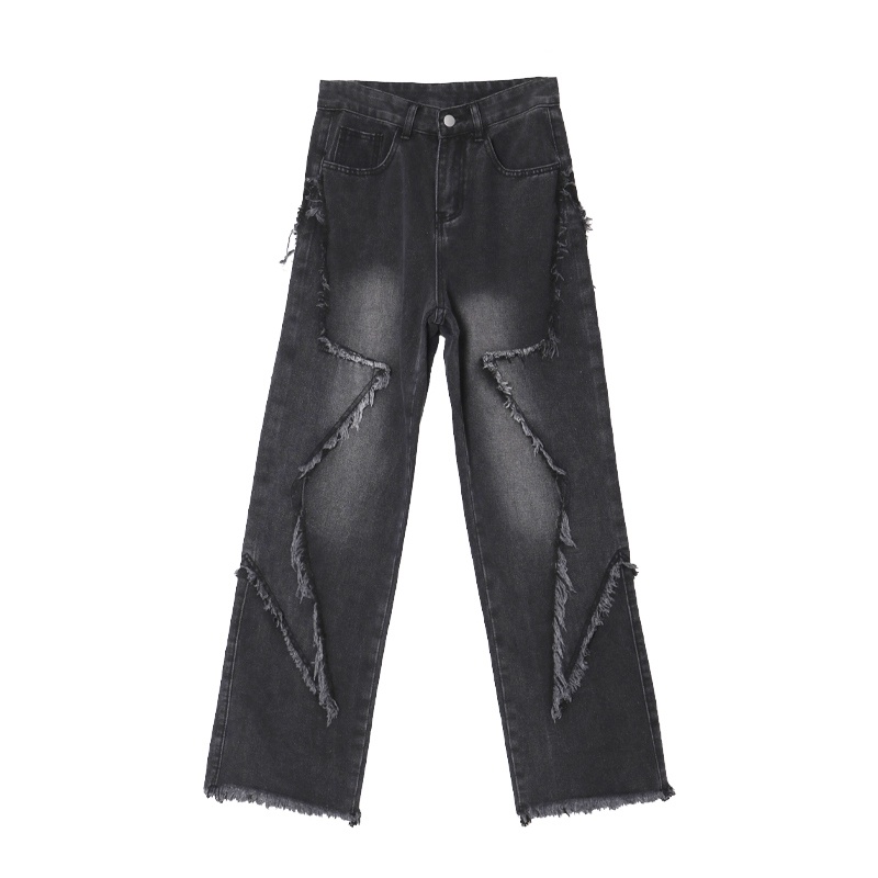 ZHELIHANGFEI Quần Jean Dài Lưng Cao Ống Rộng Phong Cách Đường Phố Cá Tính