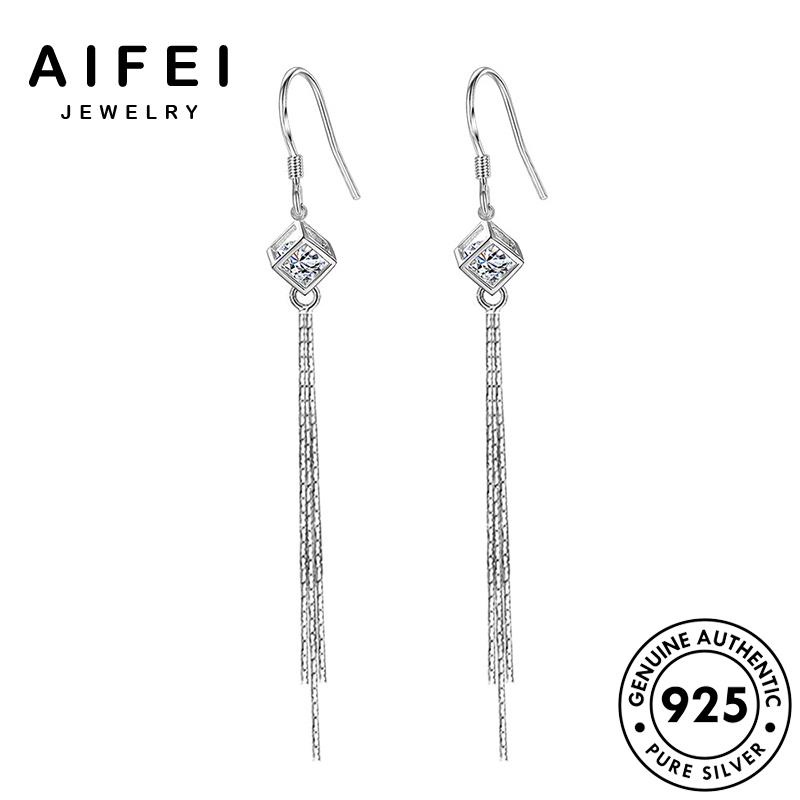 AIFEI JEWELRY moissanite bản bạc Thời nguyên bông kim trai khuyên phụ kiện 925 sức thật xỏ tua nữ vành ngọc trang tròn thời hàn cương tai quốc M007
