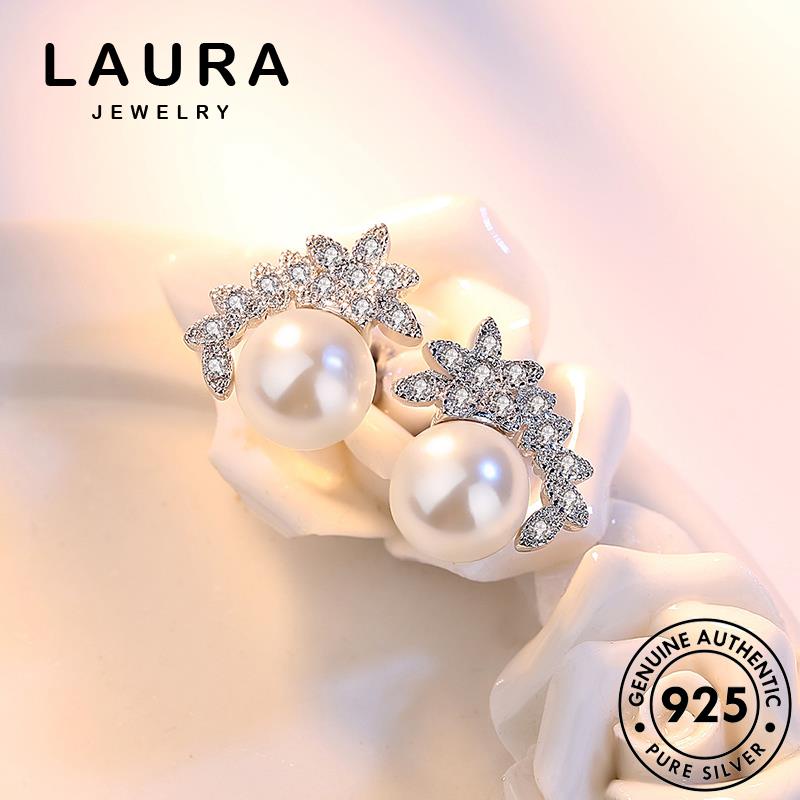 Bông Tai Mạ Bạc 925 Trang Trí Ngọc Trai Kim Cương M021