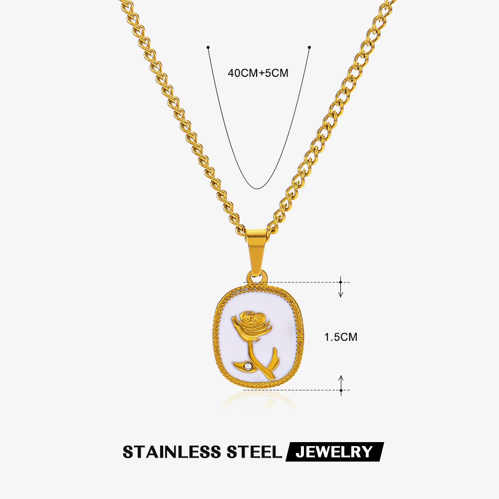 Dây Chuyền Mạ Vàng 18K Mặt Vuông Bằng Thép Không Gỉ Thời Trang Cho Nữ