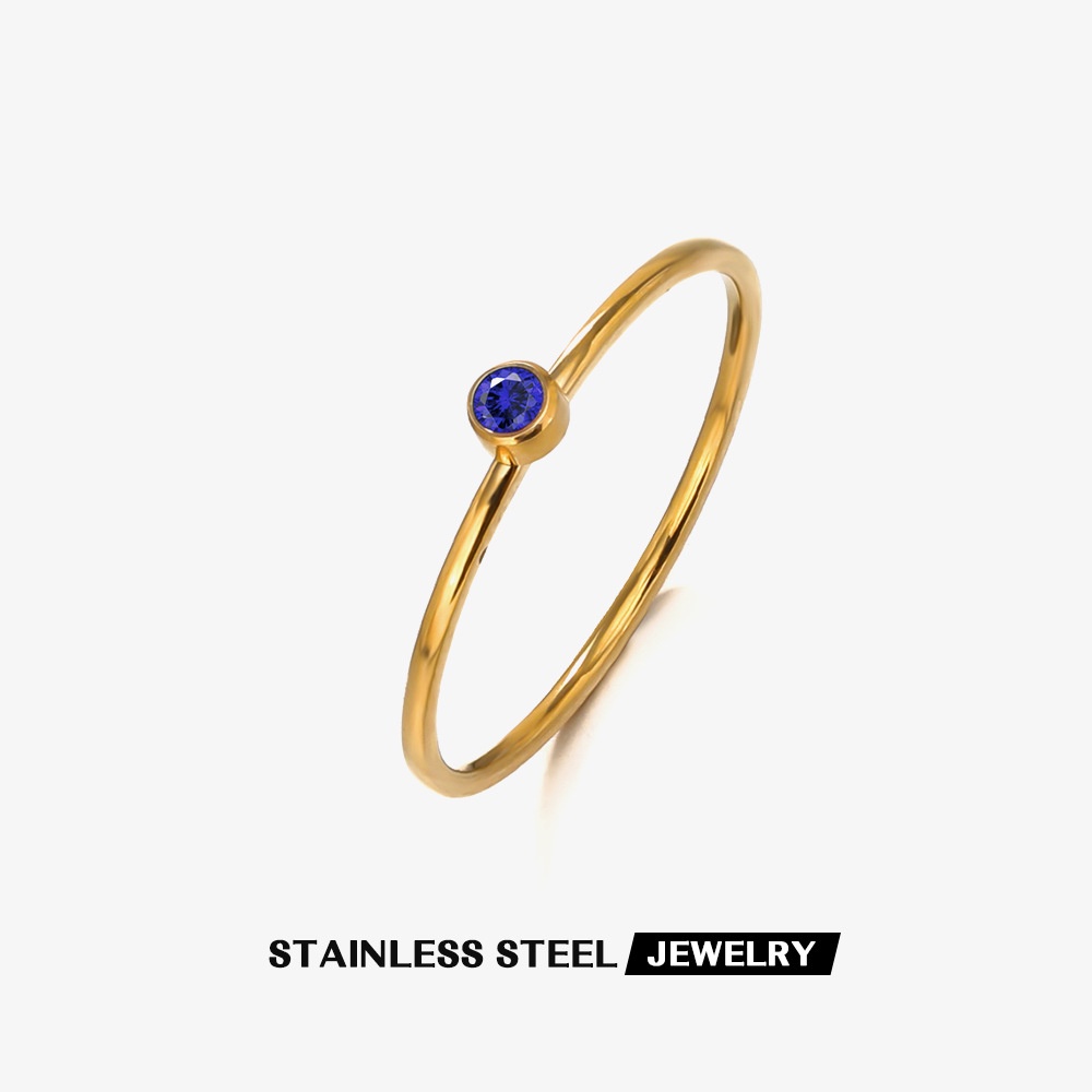 Nhẫn Thép Titan Không Gỉ Mạ Vàng Đính Kim Cương Giả Thời Trang Dễ Phối Đồ Cho Nữ