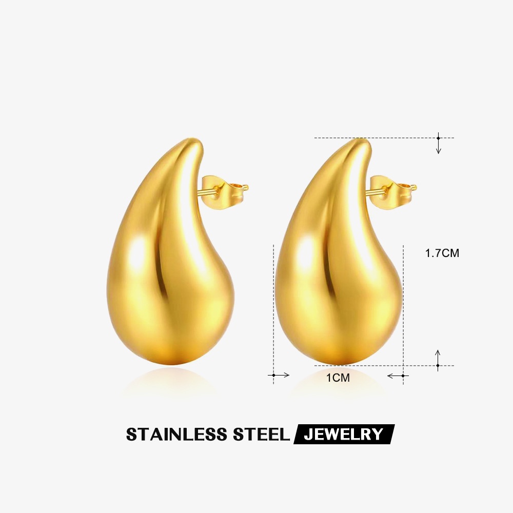 Bông Tai Mạ Vàng 18K Hình Giọt Nước Đơn Giản Dễ Phối Đồ Thời Trang Cho Nữ