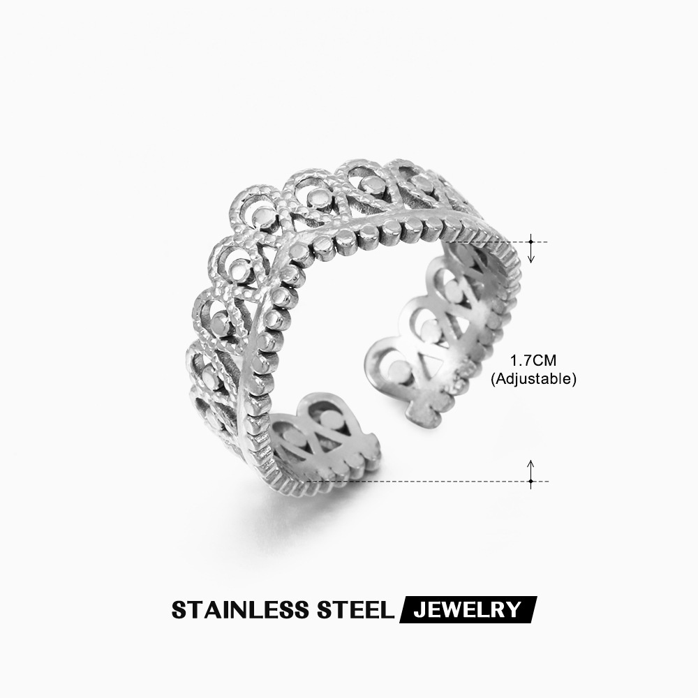 Nhẫn Thép Titan Mạ Vàng Hình Vương Miện Độc Đáo Dễ Phối Đồ Thời Trang Cho Nữ