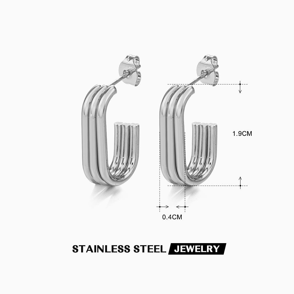 Bông Tai Nhiều Lớp Bằng Thép Titan Mạ Vàng 18K Sang Trọng Thời Trang Cho Nữ