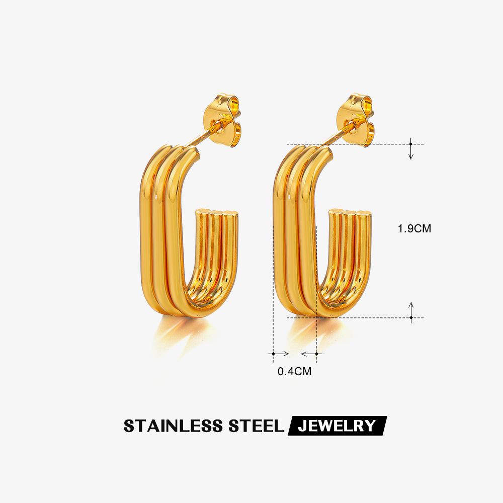Bông Tai Nhiều Lớp Bằng Thép Titan Mạ Vàng 18K Sang Trọng Thời Trang Cho Nữ