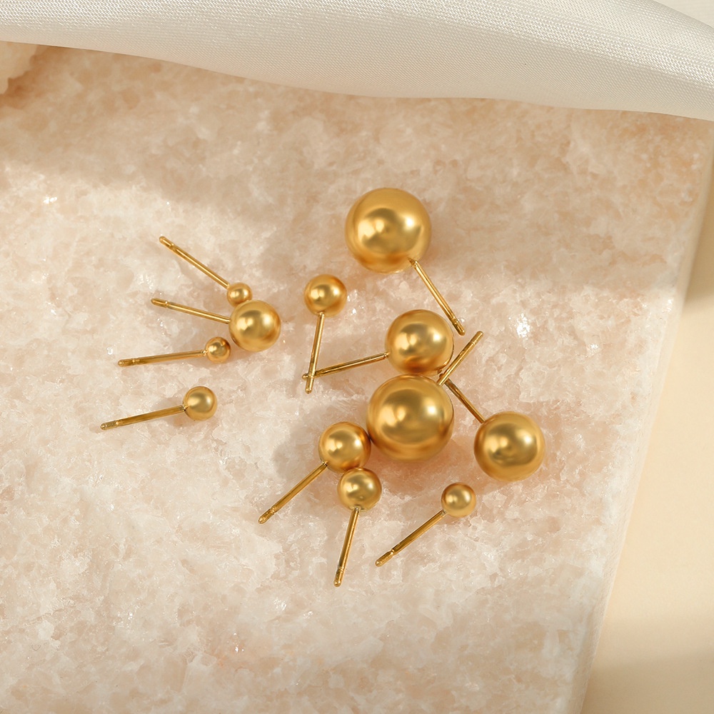 Bông Tai Hạt Tròn Bằng Thép Không Gỉ Đơn Giản Thời Trang Phổ Biến Dành Cho Nữ