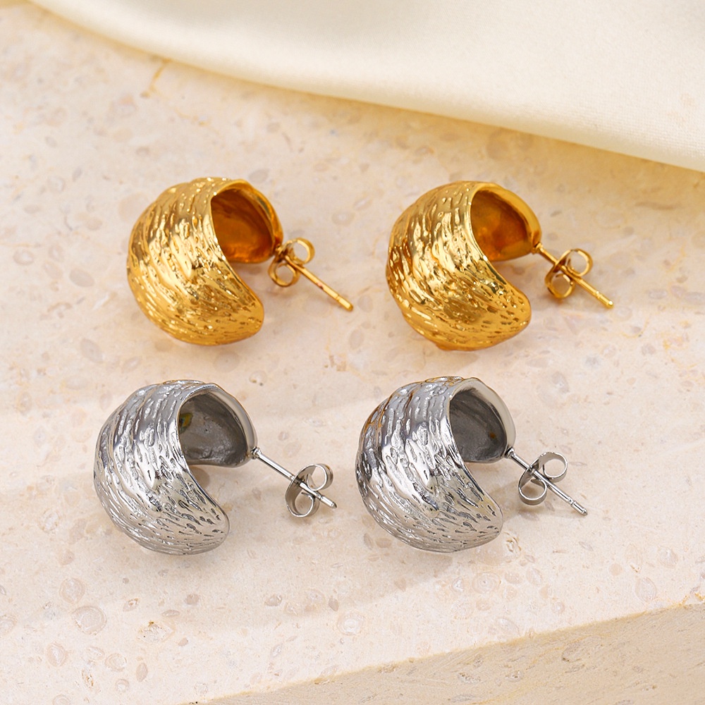 Bông Tai Mạ Vàng 18K Bằng Thép Không Gỉ Phong Cách Retro Thời Trang Cho Nữ