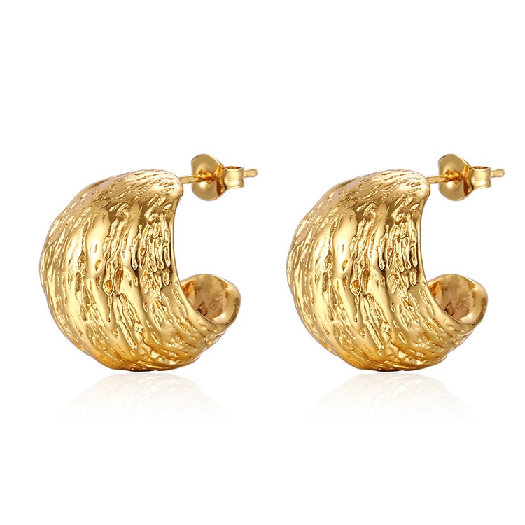 Bông Tai Mạ Vàng 18K Bằng Thép Không Gỉ Phong Cách Retro Thời Trang Cho Nữ