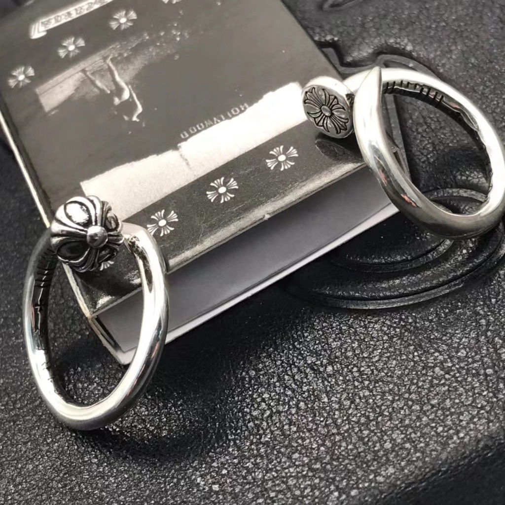 CHROME HEARTS sterling silver 925 flat and raised nail cross ring street hip hop punk style trang sức quà tặng ngày lễ tình nhân