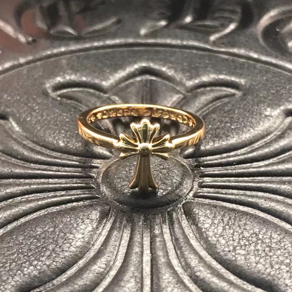 Chrome hearts bạc thái mạ vàng 22 k nhẫn chữ thập phong cách hip hop trang sức quà tặng ngày lễ tình nhân