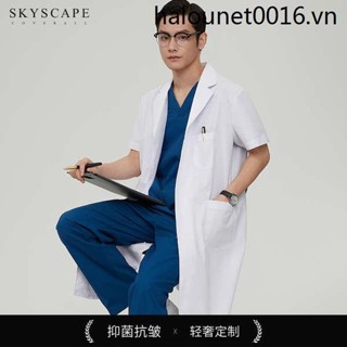 Nam Nữ Phong Cách Rời Trắng Áo Khoác Ngắn Tay Bác Sĩ Bác Sĩ Y Tá Thẩm Mỹ Viện Kỹ Thuật Viên Làm Việc Quần Áo Y Tế Đại Học La