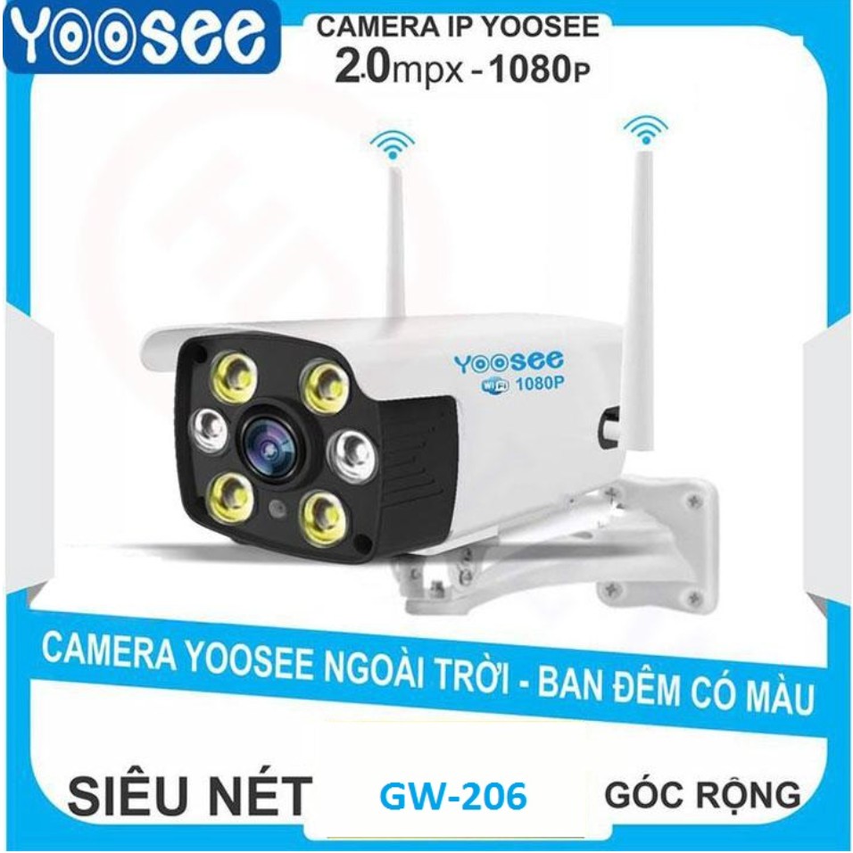 Camera yoosee ngoài trời 4 râu, 20 đèn,xoay 360°,đàm thoại 2 chiều - Camera yoosee 3.0 Mpx ban đêm có màu | BH 12 Tháng