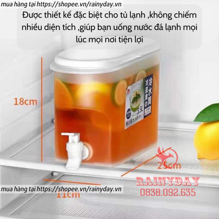 Bình đựng nước để tủ lạnh có vòi 3.5L Việt Nhật, bình nước tủ lạnh có vòi bằng nhựa cao cấp hàng Việt Nam