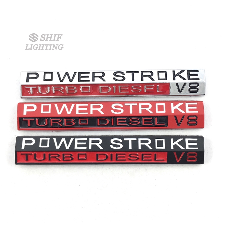 Nhãn dán kim loại khắc chữ POWER STROKE TURBO DIESEL V8 dán trang trí xe hơi