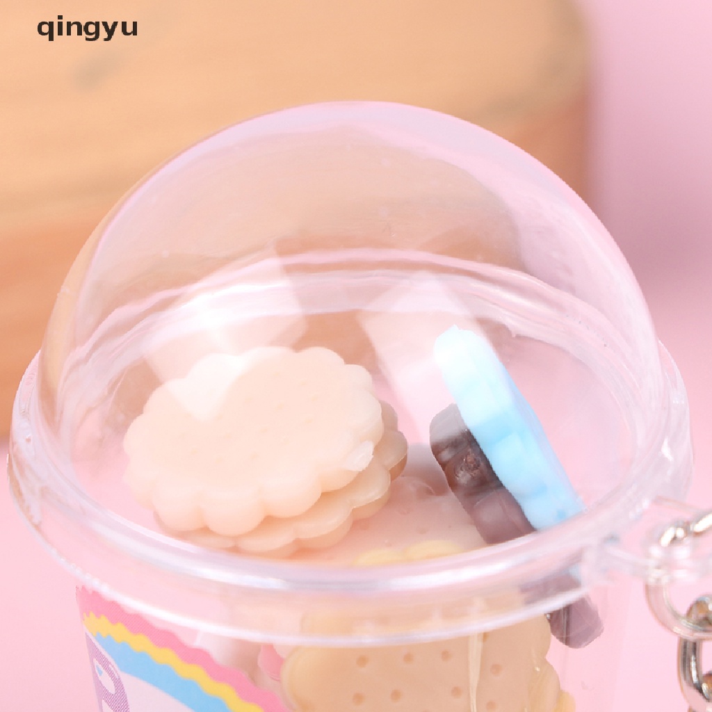 Qingyu Phụ Kiện Móc Khóa Hình Ly Nước Uống Giả Trang Trí Túi Xách