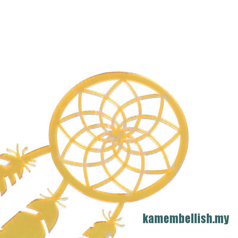 Phụ Kiện Trang Trí Bánh Kem Hình Dreamcatcher Lớn Nhỏ Bằng Acrylic Màu Vàng