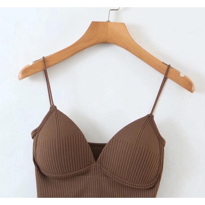 Áo Hai Dây Cổ Chữ V Có Đệm Ngực Màu Sắc Đơn Giản Dễ Phối Đồ Dành Cho Nữ