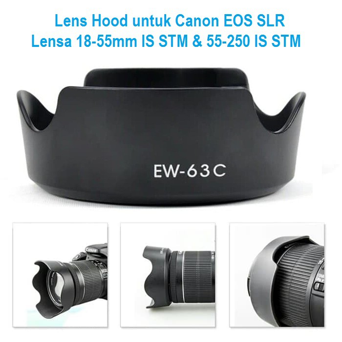 Loa Che Nắng Ew-63c Ew63c Canon Eos Slr 18-55mm Is Stm 55-250 Is Stm Lenshood