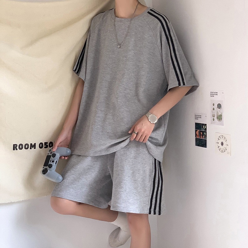 Set Đồ Thể Thao Áo Thun Tay Ngắn + Quần Short Dáng Rộng Phong Cách Nhật Bản Thời Trang Mùa Hè Cho Nam Và Nữ Size S-5XL