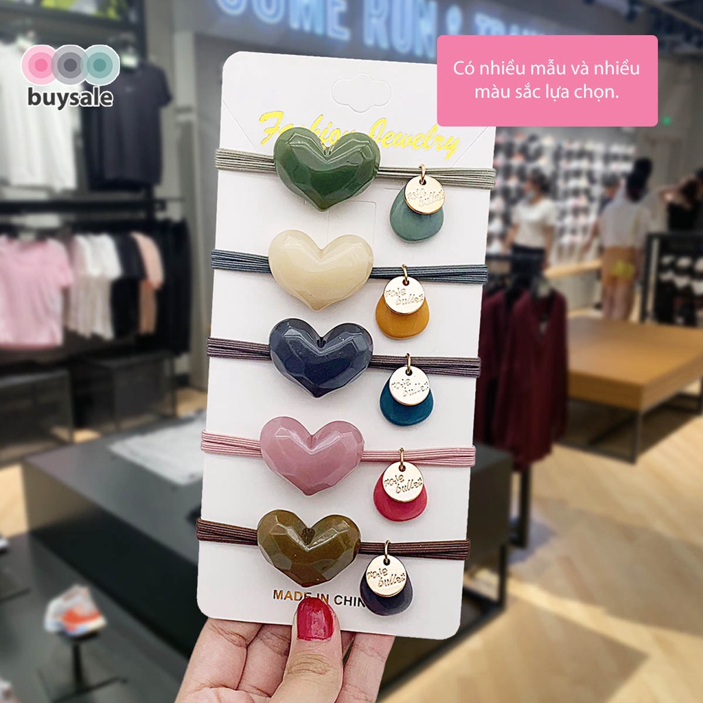 Dây cột tóc hình dáng phong phú đính đá màu kẹo ngọt nhiều kiểu dành cho các bạn nữ - Buysales - BSPK257