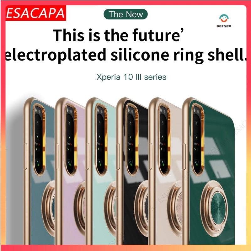 Ốp Điện Thoại Silicon Chống Sốc Có Nhẫn Đỡ 6D Sang Trọng Cho Sony Xperia 10 iii Sony SO-52B XQ-BT52 SOG04