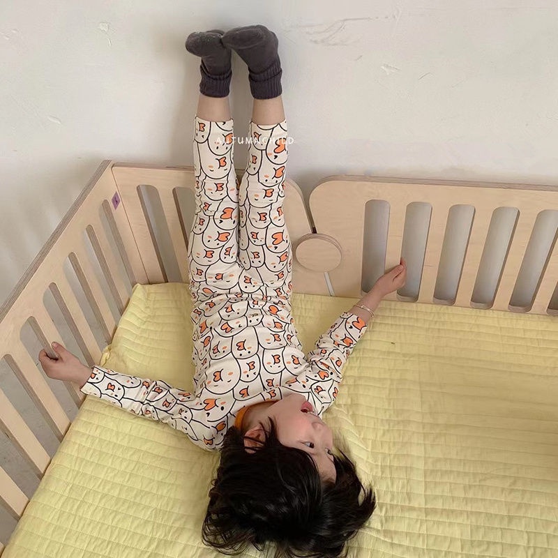 Bộ Đồ Ngủ Tay Dài Chất Cotton In Họa Tiết Hoạt Hình Dễ Thương Thoải Mái Thời Trang Mùa Thu Cho Bé Trai Và Gái 7 Tuổi