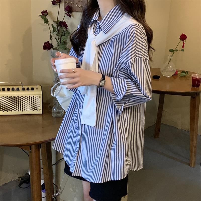 Áo sơ mi tay dài kẻ sọc thời trang Hàn Quốc