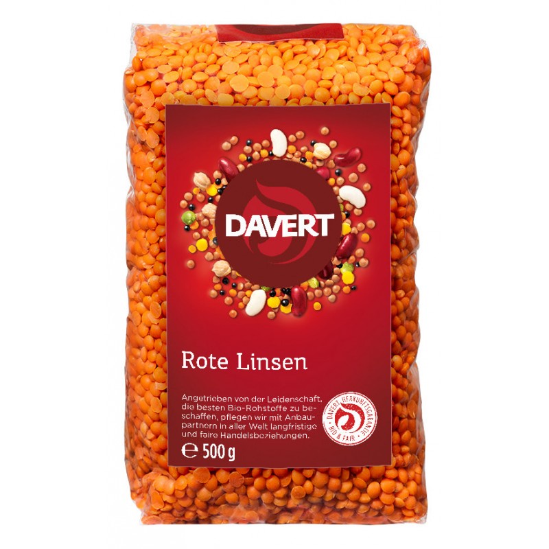 Đậu lăng đỏ hữu cơ Davert Organic Red Lentils 500g