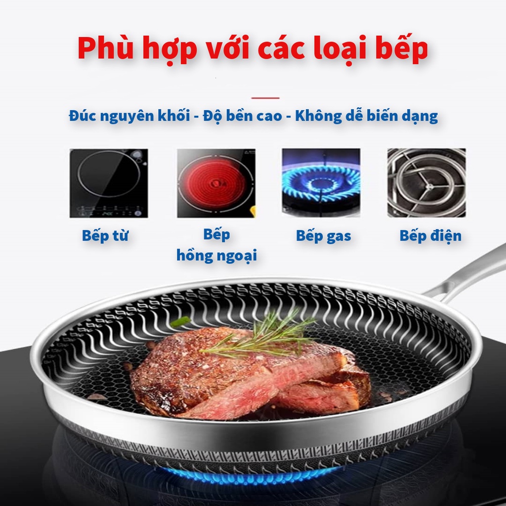Chảo chống dính đa năng kèm vung - dùng cho mọi loại bếp, không bong tróc, an toàn cho sức khỏe