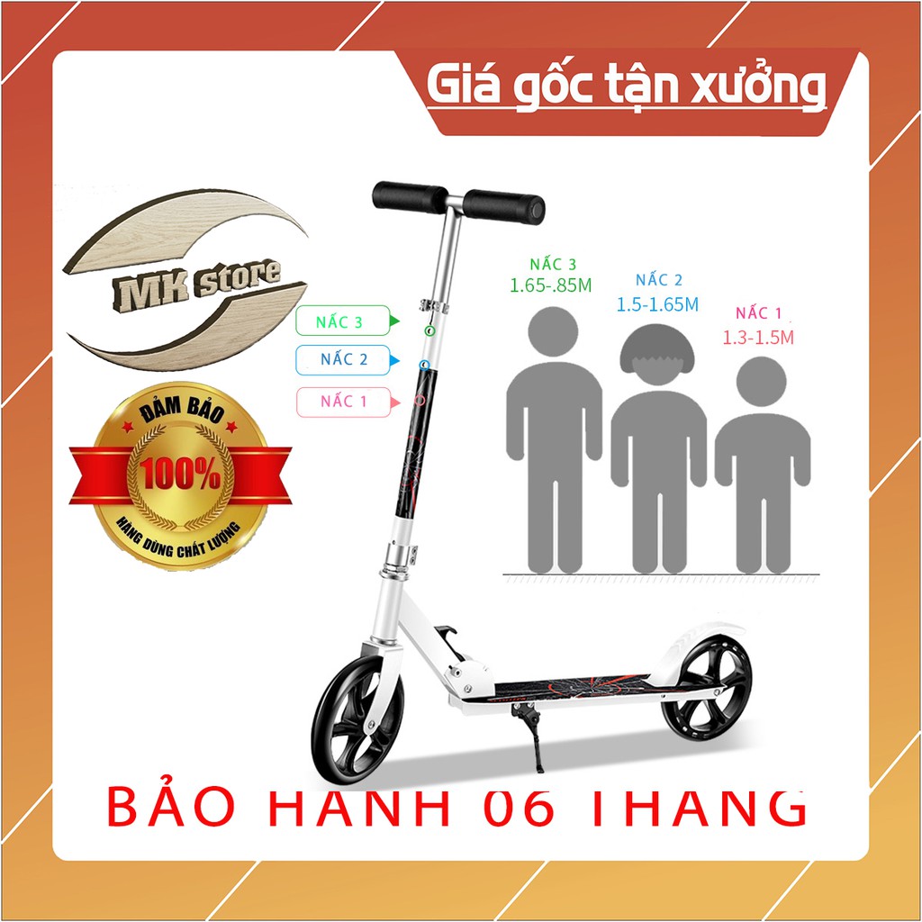 Xe Trượt Scooter Người Lớn cao cấp có chân chống - Có thể gập gọn, tiện lợi và linh hoạt- Bảo hành 06 tháng