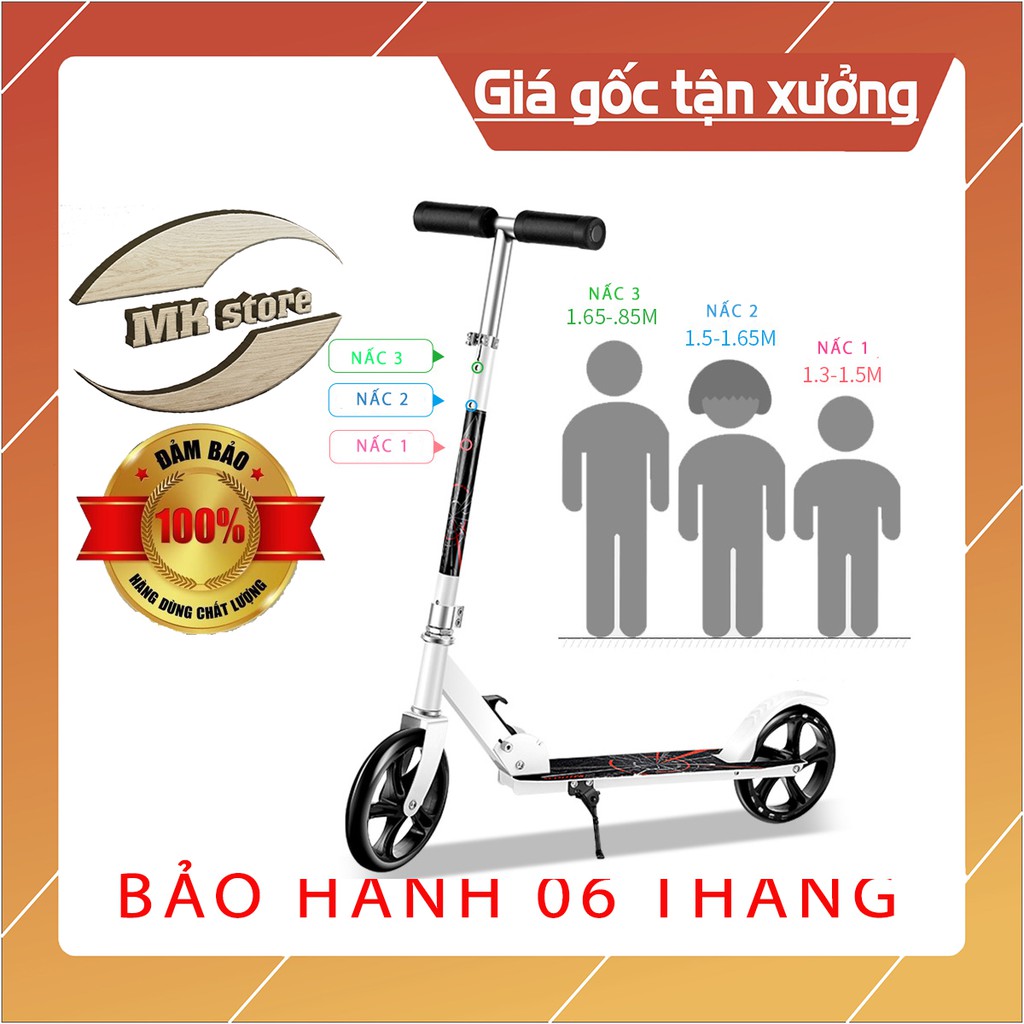 [ĐỘC QUYỀN ] Xe Trượt Scooter Người Lớn cao cấp có chân chống - Có thể gập gọn, tiện lợi và linh hoạt- Bảo hành 06 tháng