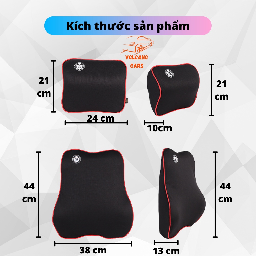 Gối tựa đầu tựa lưng ô tô cao su non nguyên khối đàn hồi êm ái, chống đau mỏi, thoáng khí để trên ghế xe hơi ô tô