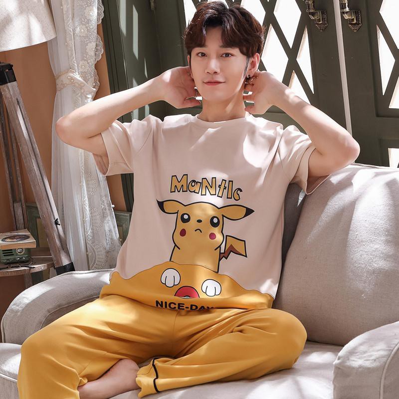 đồ ngủ pyjama cho teen, quần nam ngắn tay, cotton mỏng, học sinh trung học cơ sở, trẻ lớn 12-15-17-18 tuổi phục vụ tại