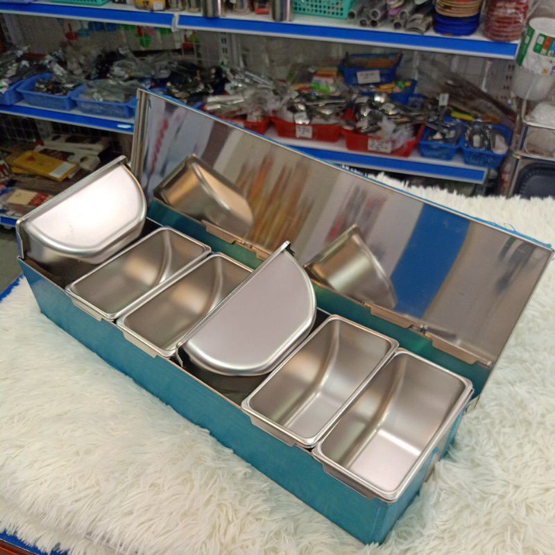 Khay topping inox 6 ngăn
