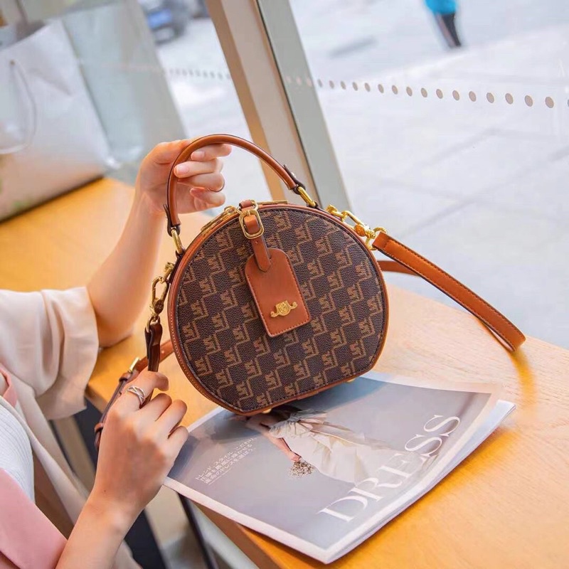 Túi xách da dáng hộp tròn fullbox cao cấp size 19cm