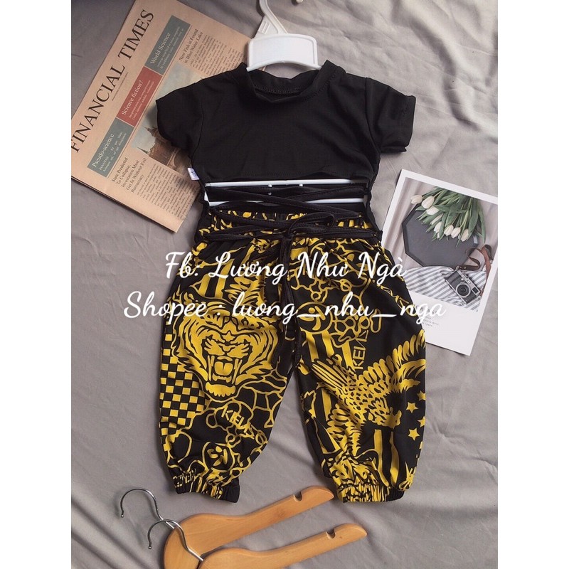 (Ảnh Thật💯) 🎀Set Áo Croptop + Quần Bolai Cực Năng Động Cho BÉ Yêu🎀➖Size 7-26kg