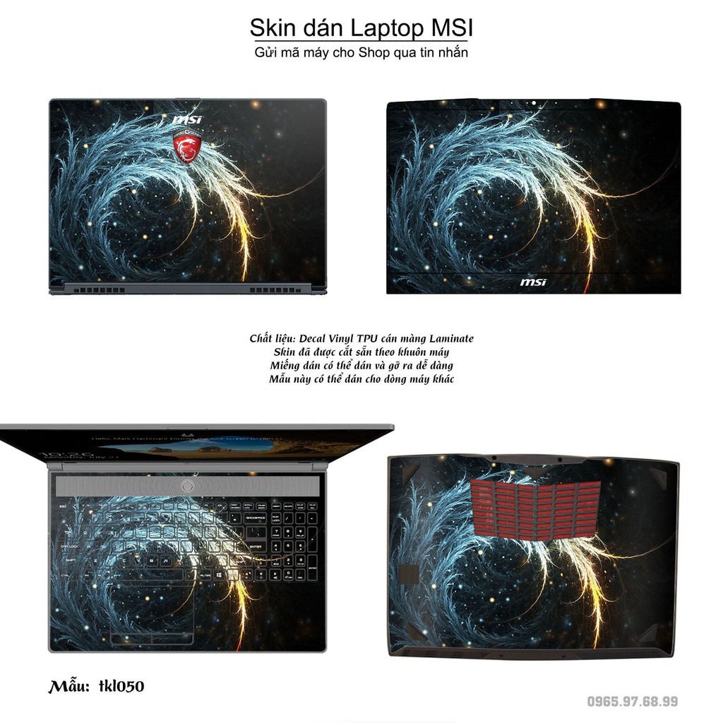 Skin dán Laptop MSI in hình thiết kế nhiều mẫu 6 (inbox mã máy cho Shop)