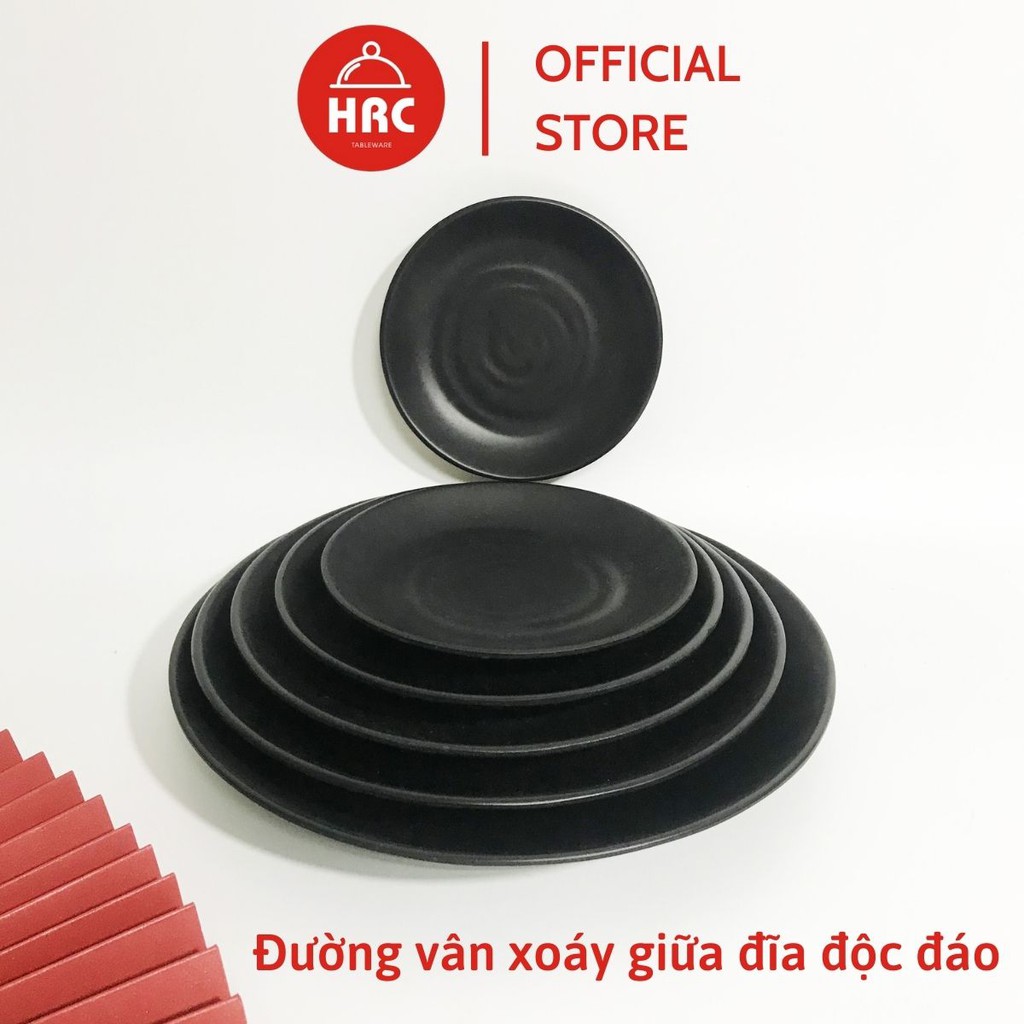 Đĩa tròn vuông lòng sâu [AN TOÀN][ĐẸP][CAO CẤP] Đĩa tròn vuông lòng sâu 100% melamine đen nhám đa dạng mẫu đủ size