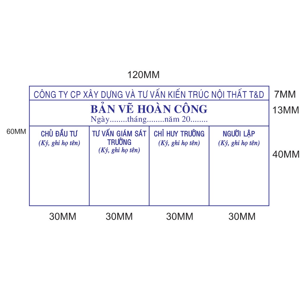 KHẮC DẤU HOÀN CÔNG LIỀN MỰC 120 X 80MM