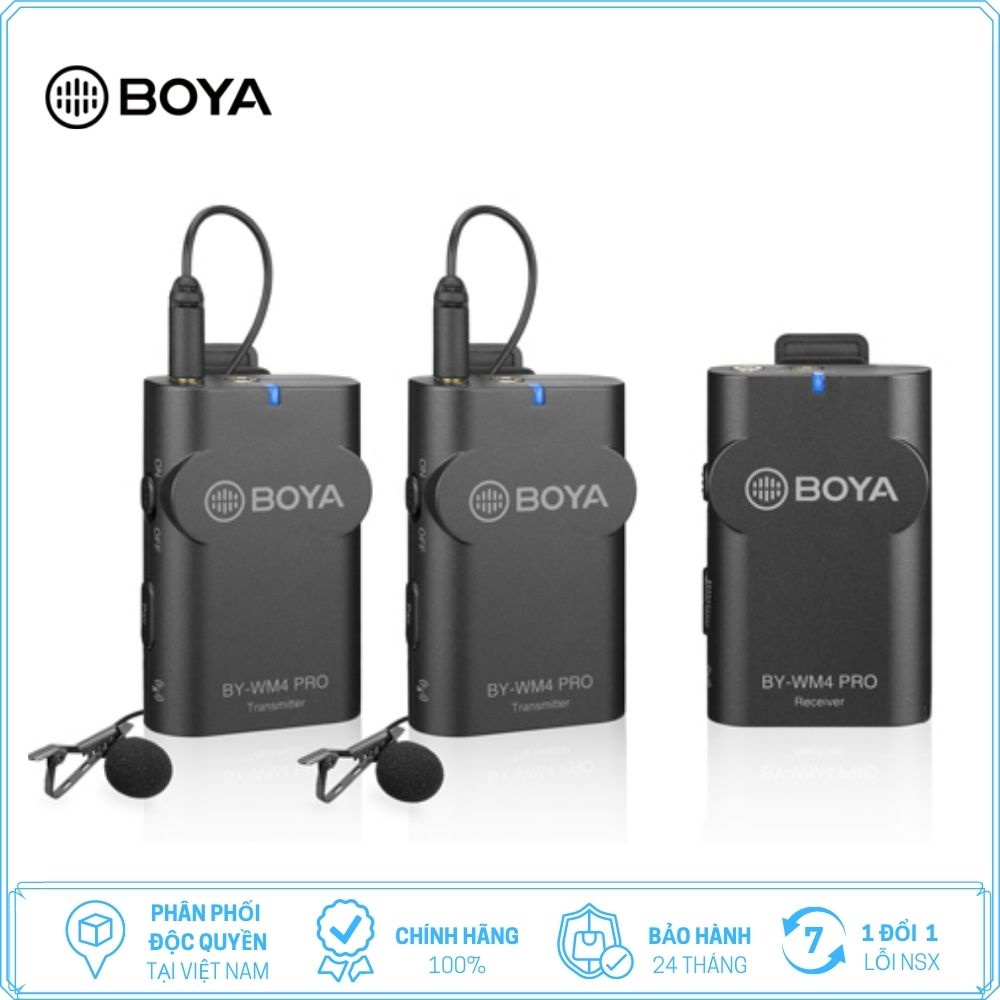 BOYA BY-WM4 PRO K2 - Mic thu âm không dây cổng 3.5mm | Thu cho 2 người | Dành cho Điện thoại &amp; Máy ảnh