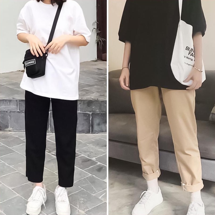 Quần Kaki Ống Suông Unisex Nam Nữ - Quần Baggy Nam Nữ Mềm Co Dãn - La mode