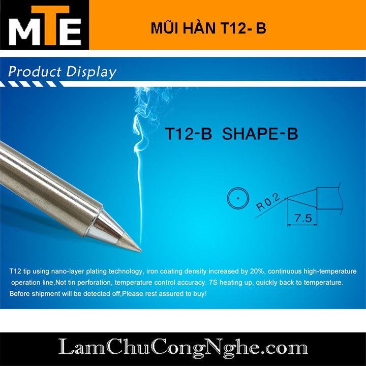 Mũi hàn nhọn, TIP hàn Quicko T12-B 75W sử dụng cho trạm hàn T12