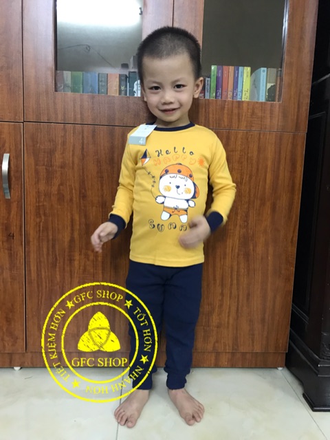 Bộ bozip/borip dài tay vnxk màu vàng 8-21 kg ( hình thật )