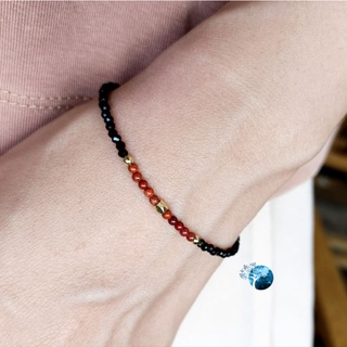 Vòng tay đá jasper đỏ mix đá núi lửa