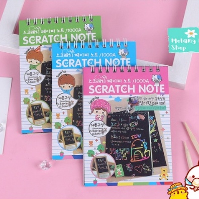 Sổ Than Ma Thuật Cầu Vồng A6 - Sổ Scratch Note 10 tờ Molangshop