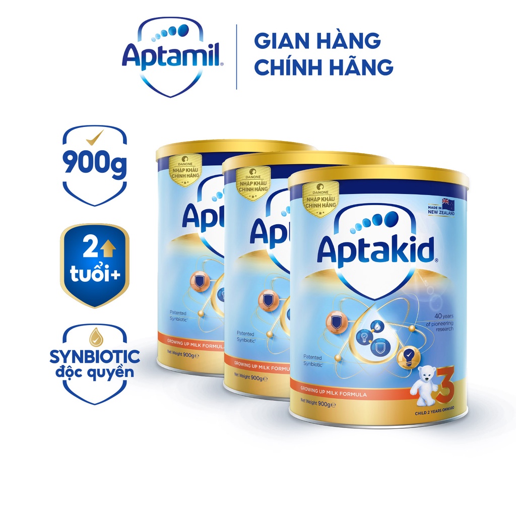 Combo 3 sữa bột aptakid new zealand hộp thiếc 900g cho bé từ 24 tháng tuổi - ảnh sản phẩm 1