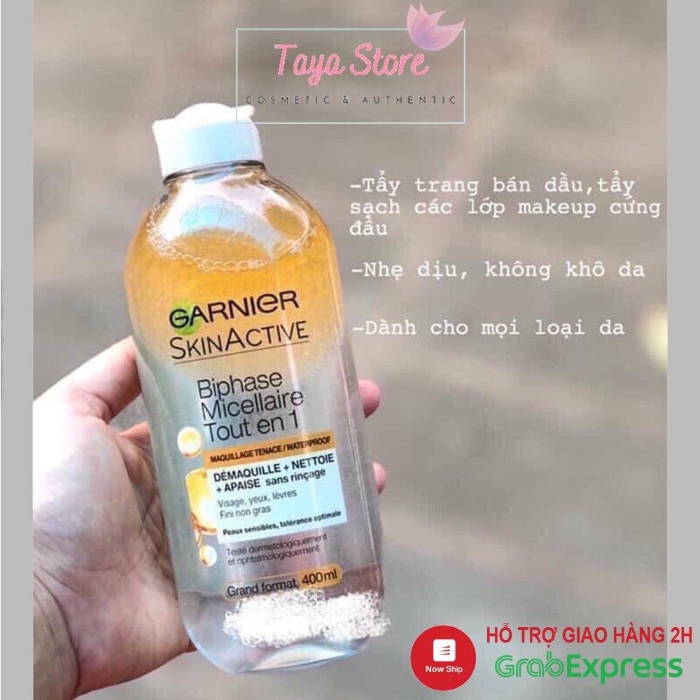 Tẩy Trang Dầu Argan Garnier Skinactive Biphase Micellaire Tout en 1 Pháp 400ml