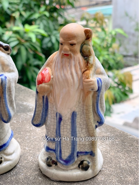 Bộ tượng Tam Đa Phúc Lộc Thọ  Gốm sứ Bát Tràng cao cấp cao 12,5cm