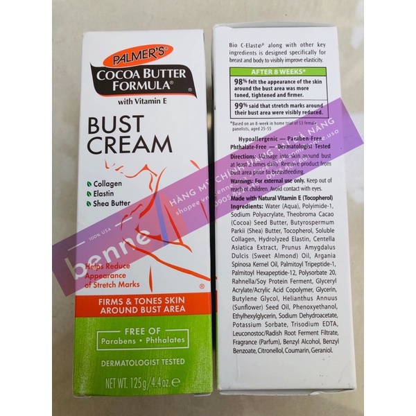 [🇺🇸Bill Mỹ] Kem săn chắc vùng ngực Palmer's Cocoa Butter Formula Bust Cream 125g (một tuýp)