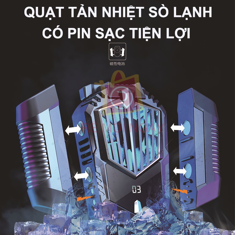 Quạt tản nhiệt điện thoại có pin, Quạt tản nhiệt sò lạnh có pin sạc giảm ngay 20-30 độ